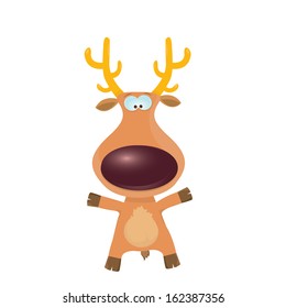 vector cartoon Christmas reindeer character. kids merry christmas illustration. postcard and greeting card design.