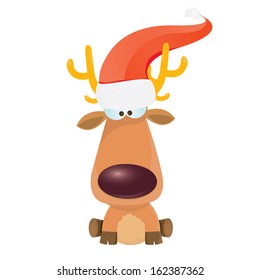 vector cartoon Christmas reindeer character. kids merry christmas illustration. postcard and greeting card design.