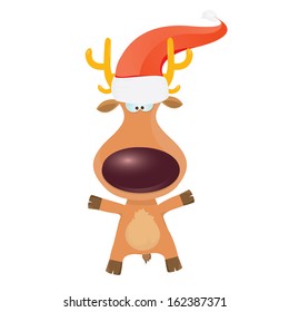 vector cartoon Christmas reindeer character. kids merry christmas illustration. postcard and greeting card design.