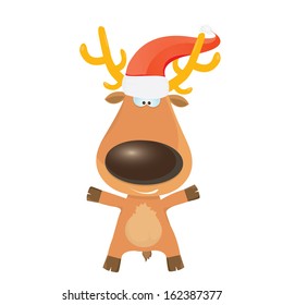 vector cartoon Christmas reindeer character. kids merry christmas illustration. postcard and greeting card design.