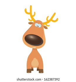 vector cartoon Christmas reindeer character. kids merry christmas illustration. postcard and greeting card design.