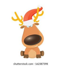 vector cartoon Christmas reindeer character. kids merry christmas illustration. postcard and greeting card design.