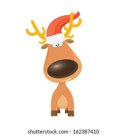 vector cartoon Christmas reindeer character. kids merry christmas illustration. postcard and greeting card design.
