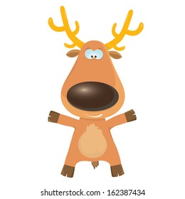 vector cartoon Christmas reindeer character. kids merry christmas illustration. postcard and greeting card design.