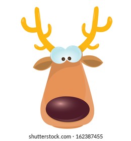 vector cartoon Christmas reindeer character. kids merry christmas illustration. postcard and greeting card design.