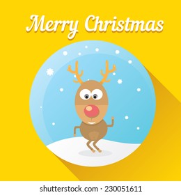 vector cartoon Christmas reindeer character. kids merry christmas illustration. postcard and greeting card design.