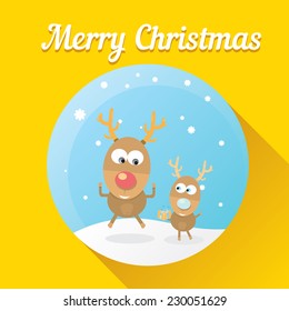 vector cartoon Christmas reindeer character. kids merry christmas illustration. postcard and greeting card design.