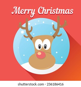 vector cartoon Christmas reindeer character. kids merry christmas illustration. postcard and greeting card design.