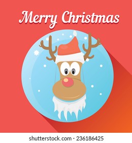 vector cartoon Christmas reindeer character. kids merry christmas illustration. postcard and greeting card design.
