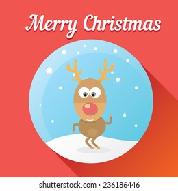 vector cartoon Christmas reindeer character. kids merry christmas illustration. postcard and greeting card design.