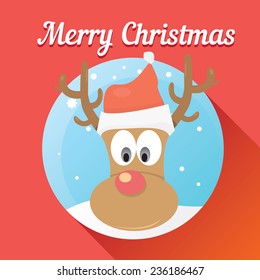 vector cartoon Christmas reindeer character. kids merry christmas illustration. postcard and greeting card design.