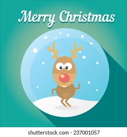 vector cartoon Christmas reindeer character. kids merry christmas illustration. postcard and greeting card design.