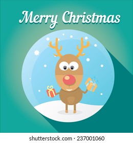 vector cartoon Christmas reindeer character. kids merry christmas illustration. postcard and greeting card design.