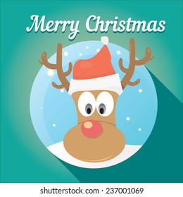 vector cartoon Christmas reindeer character. kids merry christmas illustration. postcard and greeting card design.