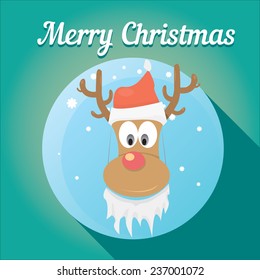 vector cartoon Christmas reindeer character. kids merry christmas illustration. postcard and greeting card design.