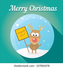 vector cartoon Christmas reindeer character. kids merry christmas illustration. postcard and greeting card design.