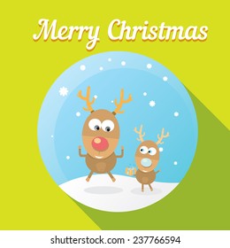 vector cartoon Christmas reindeer character.