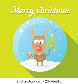 vector cartoon Christmas reindeer character.