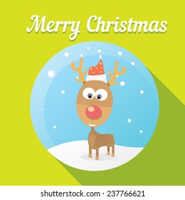 vector cartoon Christmas reindeer character.