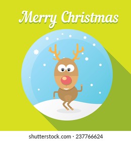 vector cartoon Christmas reindeer character.