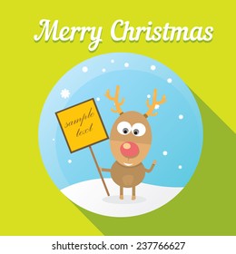 vector cartoon Christmas reindeer character.