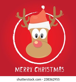 vector cartoon Christmas reindeer on turquoise background