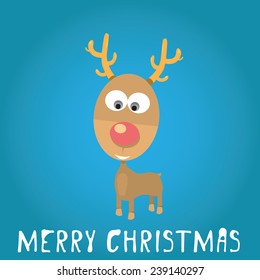 vector cartoon Christmas reindeer on blue background