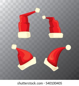 vector cartoon christmas Santa Claus red hat icons set isolated on background. Happy New Year 2016 symbol collection . vector Merry Christmas decoration design elements