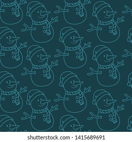 Vector Cartoon Christmas Snowman In Blue Background