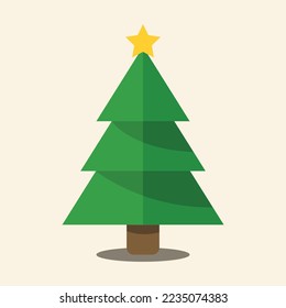 Vector of cartoon Christmas trees, pines for greeting card, invitation,banner, web. New Years and xmas traditional symbol tree with garlands, light bulb, star. Winter holiday. Icons collection.