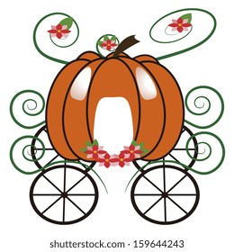 Vector Cartoon Cinderella Orange Pumpkin Chariot Isolated