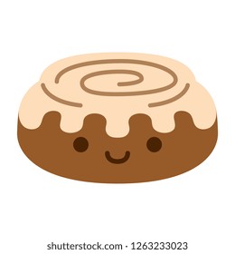 Vector Cartoon Cinnamon Roll Icon Isolated On White Background