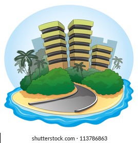 Vector. Cartoon city.
