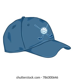 Vector Cartoon Classic Blue Baseball Cap with Golf Logo