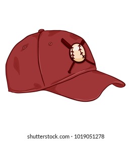 Vector Cartoon Classic Red Baseball Cap with Logo