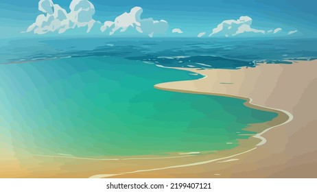 vector cartoon clear ocean sea background with empty beach
