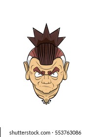 Vector cartoon clip art illustration of old fighter