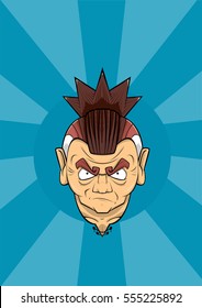 Vector cartoon clip art illustration of old fighter