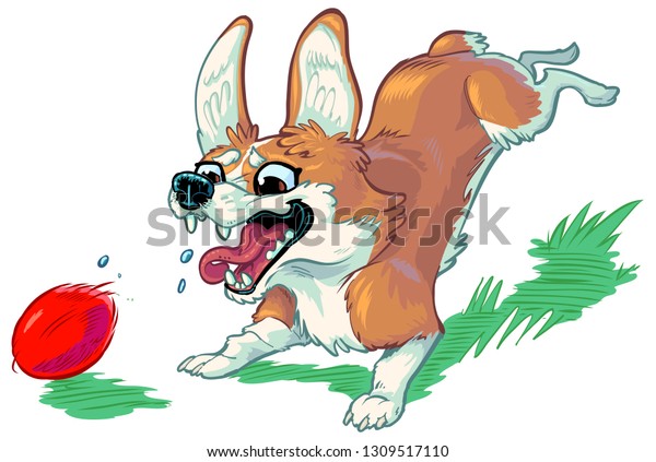 Vector cartoon clip art illustration of a cute and happy welsh corgi