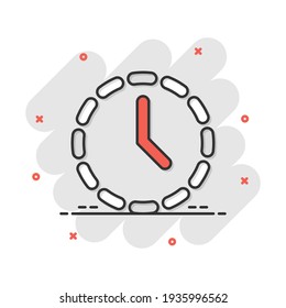 Vector cartoon clock time icon in comic style. Timer sign illustration pictogram. Clock business splash effect concept.