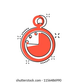 Vector cartoon clock timer icon in comic style. Watch sign illustration pictogram. Clock business splash effect concept.