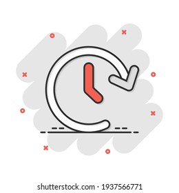 Vector cartoon clock timer icon in comic style. Watch sign illustration pictogram. Clock business splash effect concept.