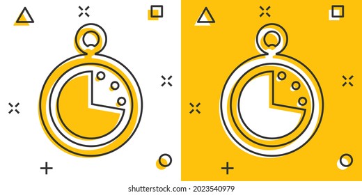Vector cartoon clock timer icon in comic style. Watch sign illustration pictogram. Clock business splash effect concept.
