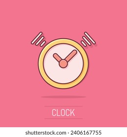Vector cartoon clock timer icon in comic style. Time alarm concept illustration pictogram. Stopwatch clock business splash effect concept.