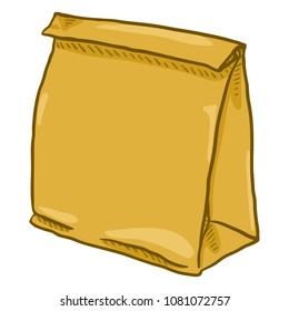 Vector Cartoon Closed Brown Paper Bag for Grocery Shopping