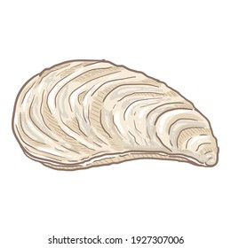 Vektor Cartoon Closed White Mussel Illustration