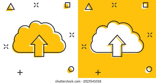 Vector cartoon cloud icon in comic style. Cloud sign illustration pictogram. Swarm business splash effect concept.