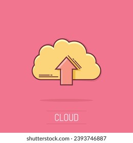 Vector cartoon cloud icon in comic style. Cloud sign illustration pictogram. Swarm business splash effect concept.