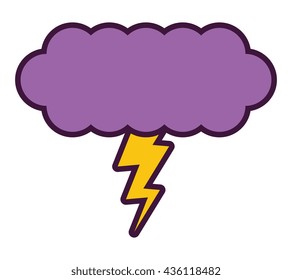 Vector Cartoon Cloud And Ray Isolated On White Background