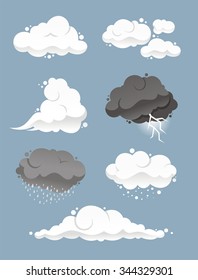 vector cartoon cloud set